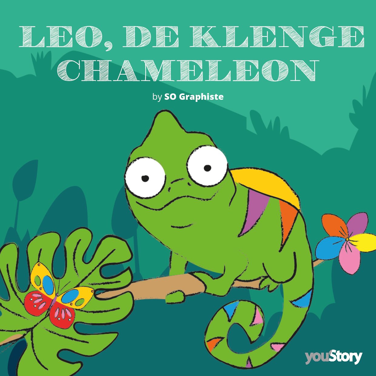 Couverture livre pour enfant Léon, le petit caméléon (version Luxembourg)