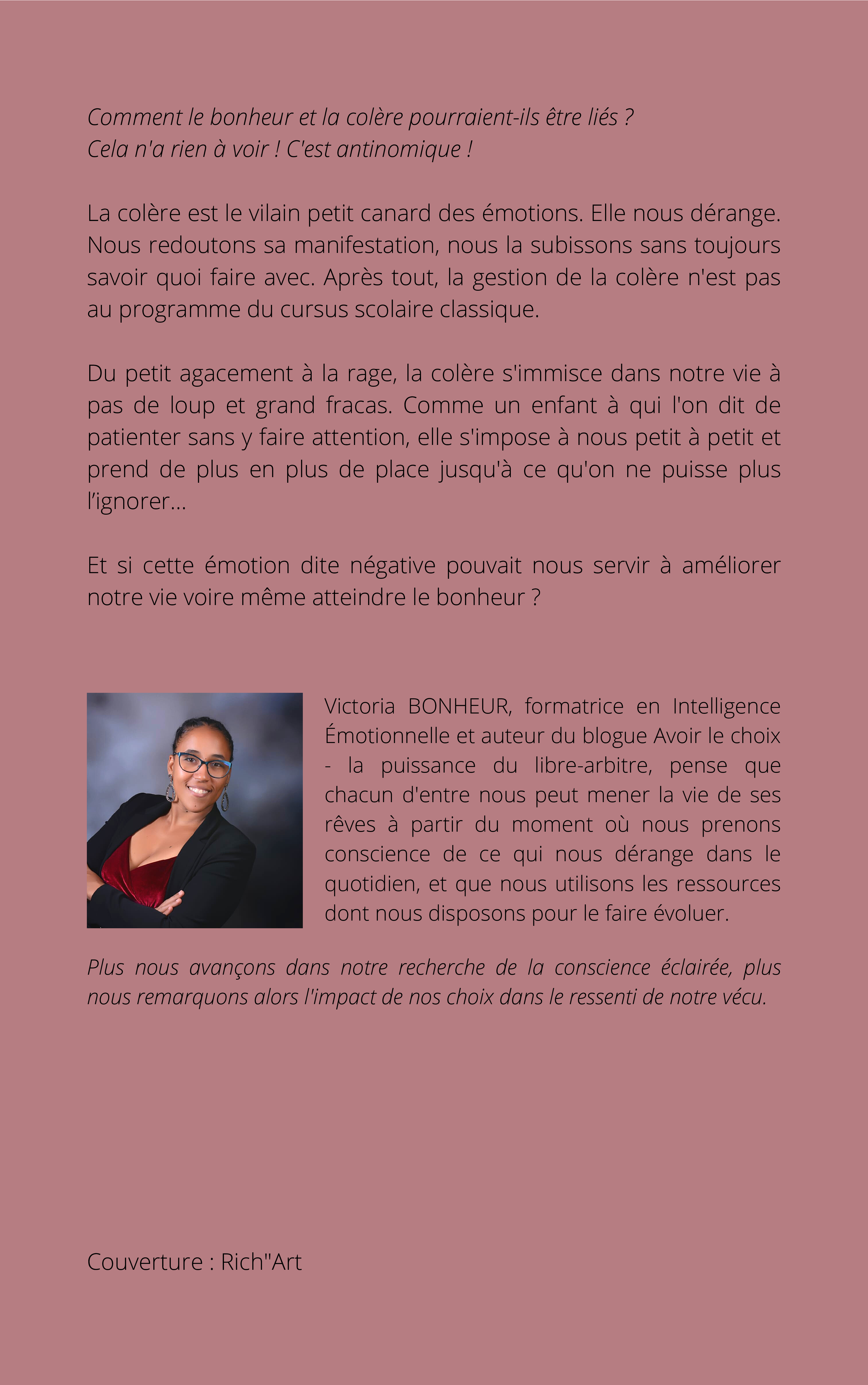 Back cover of EBOOK - MON BONHEUR : LA RAISON DE MA COLÈRE