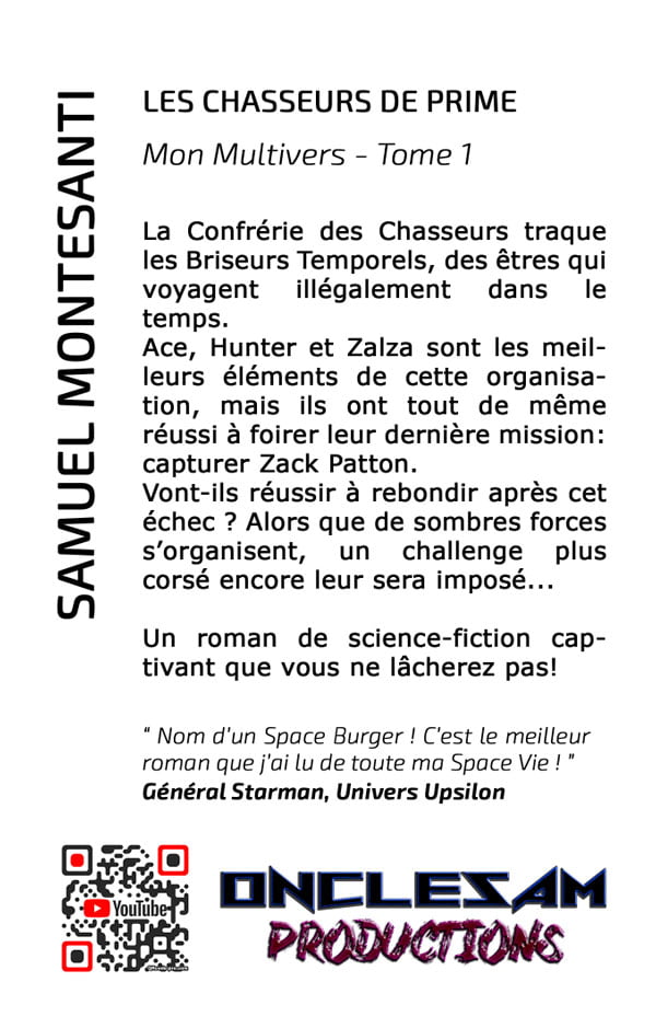 Back cover of EBOOK - LES CHASSEURS DE PRIME - Mon Multivers - Tome 1