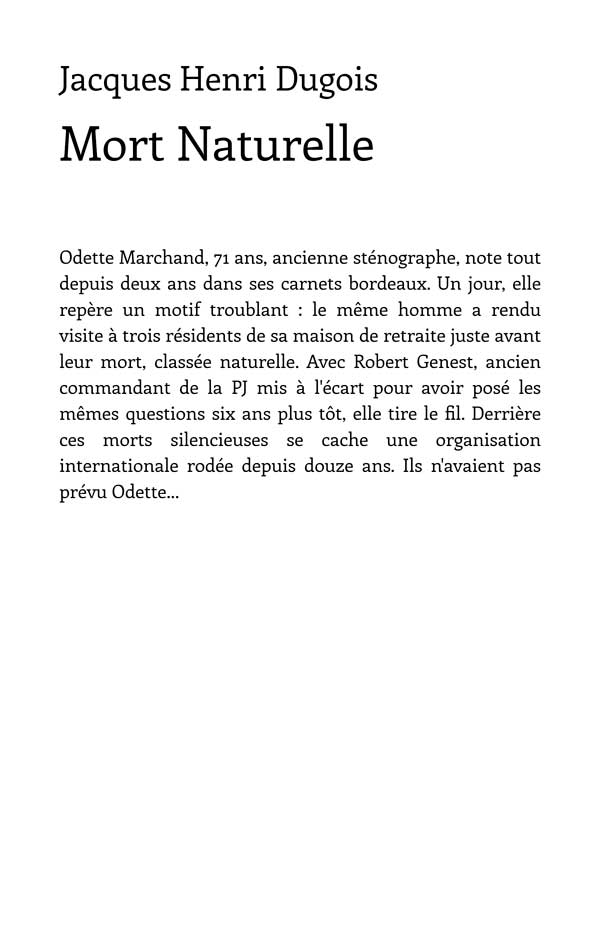 Back cover of EBOOK - MORT NATURELLE
